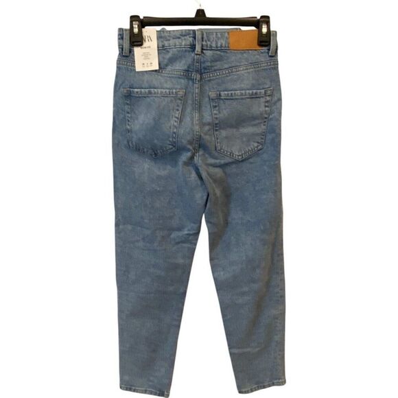 Zara Womens Ankle Mom Fit Jeans EU 36 US 4 Blue Slim High Rise 7223/221 NWT - Picture 4 of 12